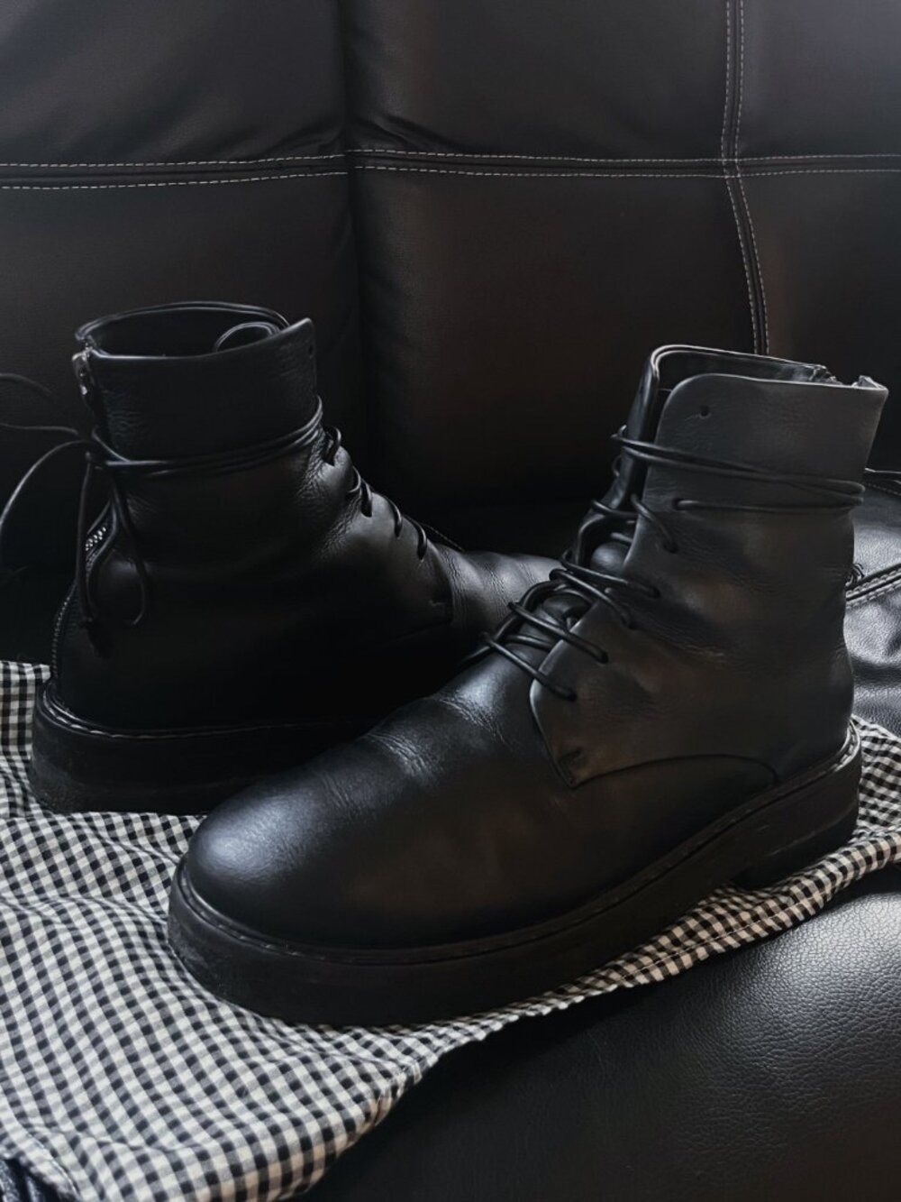 Marsèll Parrucca Shearling-Lined Combat Boots Black Leather